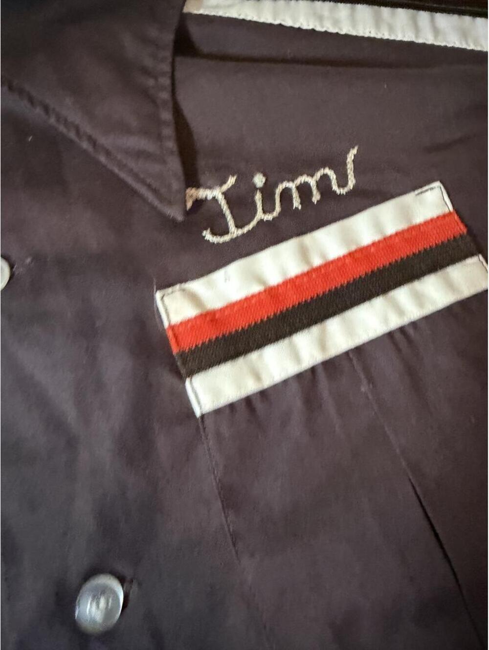 Vintage 70s Hilton Bowling Shirt Mens XL Brown Red White Stripe Dugout Cafe Tims - Picture 2 of 7